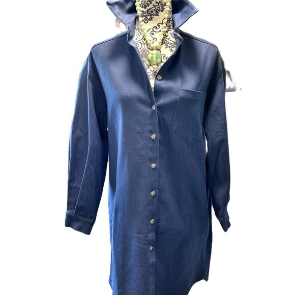 BLUE Denim Collared Shirt Dress Size SMALL - Picture 2 of 12